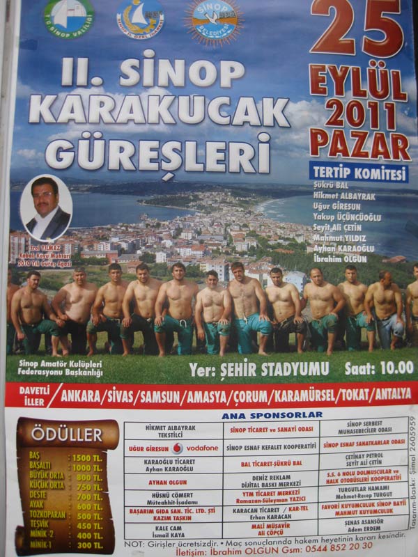 Sinop karakucak güreşleri 25 Eylül 2011 tarihli pehlivanlı afiş