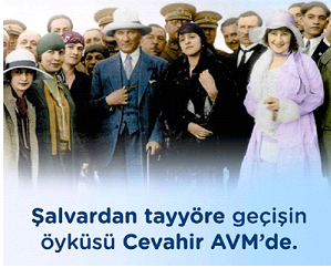 Şalvardan tayyöre geçişin öyküsü yazılı alışveriş merkezi afişi