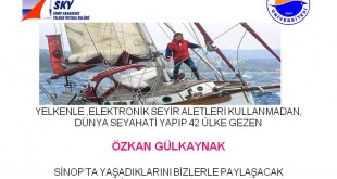 Yelkenle dünya seyahati konferansını duyuran Sinop Üniversitesi afişi