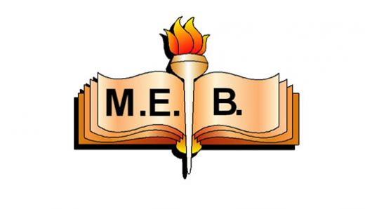 M.E.B. yazılı açık kitap ve meşale figürlü logo