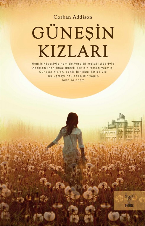 Güneşin Kızları adlı kitabın çiçek tarlasındaki kadın figürlü kapağı