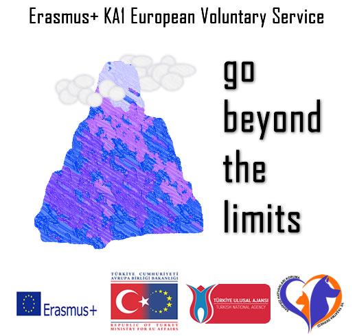 Erasmus+ Avrupa Gönüllü Hizmeti'nin 'Go Beyond the Limits' afişi