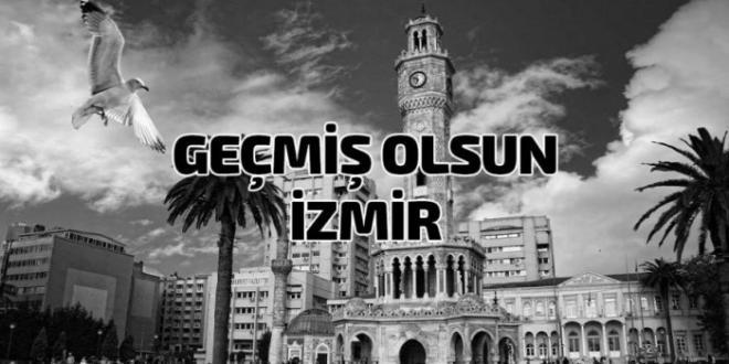 Geçmiş Olsun İzmir yazılı siyah beyaz anma afişi