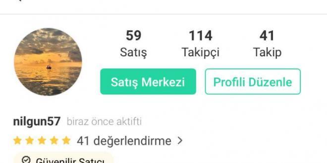Dolap uygulamasında bir satıcı profilinin ekran görüntüsü
